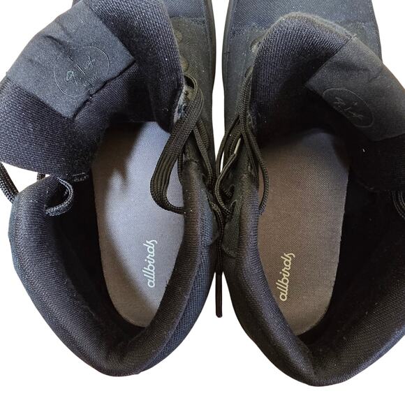 Allbirds Canvas Pacer Mid Mens Sneakers Triple Black Lace Up Size 10 worn 1x - Picture 6 of 8